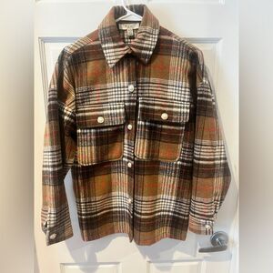 C by One Plaid Shacket 100% Synthetic Wool Size XS